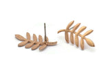 Rose Gold Leaf Earring, 4 Rose Gold Plated Brass Leaf Stud Earrings, Findings (23x12x1.2mm) N1631