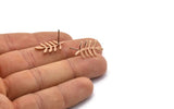 Rose Gold Leaf Earring, 4 Rose Gold Plated Brass Leaf Stud Earrings, Findings (23x12x1.2mm) N1631
