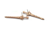 Rose Gold Sword Earring, 2 Rose Gold Plated Brass Sword Stud Earrings (43x12mm) N1624 H0910