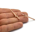 Rose Gold Sword Earring, 2 Rose Gold Plated Brass Sword Stud Earrings (43x12mm) N1624 H0910