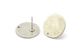Silver Round Earring, 4 Antique Silver Plated Brass Round Stud Earrings With 1 Hole (18x1.2mm) D1379 A2024
