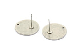 Silver Round Earring, 4 Antique Silver Plated Brass Round Stud Earrings With 1 Hole (18x1.2mm) D1379 A2024