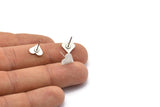 Silver Heart Earring, 12 Antique Silver Plated Brass Heart Stud Earrings (9mm) B0201 A1682