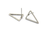 Silver Triangle Earring, 10 Antique Silver Plated Brass Triangle Stud Earrings (16x12x1.2x1mm) BS 1856 A1767