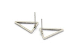 Silver Triangle Earring, 10 Antique Silver Plated Brass Triangle Stud Earrings (16x12x1.2x1mm) BS 1856 A1767