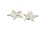 Silver Star Earring, 4 Antique Silver Plated Brass Star Stud Earrings (22x1mm) BS 1859 A1812