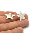 Silver Star Earring, 4 Antique Silver Plated Brass Star Stud Earrings (22x1mm) BS 1859 A1812