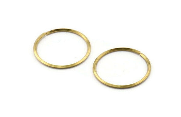 Wire Ear Hoops, 24 Raw Brass Faceted Wire Hoops, Earring Findings (22x1.3mm) E063