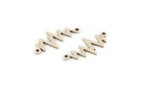 Silver Heart Rhythm Connector, 12 Antique Silver Plated Brass Heart Rhythm Shaped Connectors With 2 Loops (22x10.5x0.75mm) E072 H1595