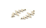 Silver Heart Rhythm Connector, 12 Antique Silver Plated Brass Heart Rhythm Shaped Connectors With 2 Loops (22x10.5x0.75mm) E072 H1595