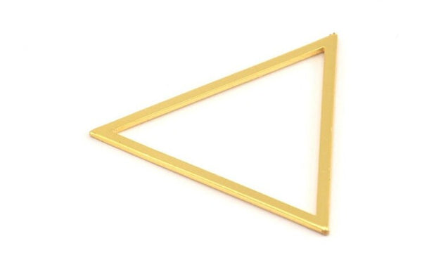 Triangle Gold Charm, 3 Gold Lacquer Plated Brass Triangles (39x35x1mm) E079