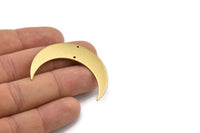 Pirinç Ay Tılsımı, 2 Delikli 6 Ham Pirinç Hilal Ay Tılsımı, Bağlantı Parçaları (46x12x1mm) D0832