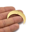 Pirinç Ay Tılsımı, 2 Delikli 6 Ham Pirinç Hilal Ay Tılsımı, Bağlantı Parçaları (46x12x1mm) D0832