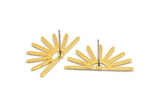 Gold Sun Earring, 6 Gold Plated Brass Sun Stud Earrings (25x13x0.70mm) M01397 A2410