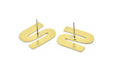 Earring Studs, 8 Raw Brass -  S Shape Earrings - Brass Earrings - Earrings (18x14x0.80mm) A2725