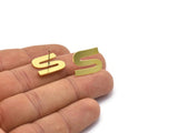 Earring Studs, 8 Raw Brass -  S Shape Earrings - Brass Earrings - Earrings (18x14x0.80mm) A2725
