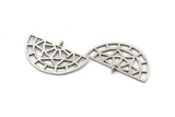 Silver Ethnic Pendant, 2 Antique Silver Brass Semi Circle Pendants With 1 Loop (37x22x1mm) R016 V046