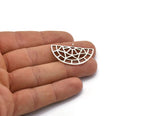 Silver Ethnic Pendant, 2 Antique Silver Brass Semi Circle Pendants With 1 Loop (37x22x1mm) R016 V046