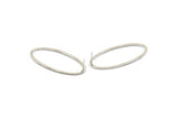 Silver Oval Earring, 4 Antique Silver Plated Brass Oval Stud Earrings (26x54x1x2mm) BS 2243 A1762 H0402