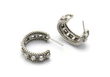 Earring Stud, Antique Silver Plated Brass - Round Earring - Brass Earring - Earring (24x9mm) N1582