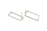 Silver Rectangle Earring, 8 Antique Silver Plated Brass Rectangle Stud Earrings (9x24x0.8mm) D0329 A1780