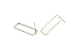Silver Rectangle Earring, 8 Antique Silver Plated Brass Rectangle Stud Earrings (9x24x0.8mm) D0329 A1780