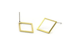 Brass Diamond Earring, 10 Raw Brass Diamond Stud Earrings (20x15x0.90mm) A1661 A1711