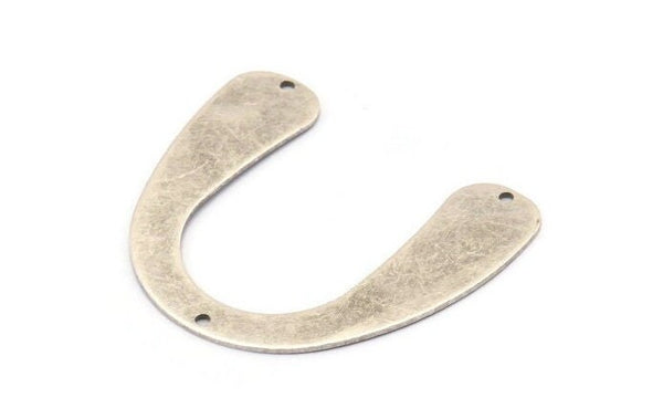 Silver Geometric Charm, 6 Antique Silver Plated Brass U Shaped Pendants With 3 Holes, Charms, Findings (31x35.5x0.60mm) E104 H1247