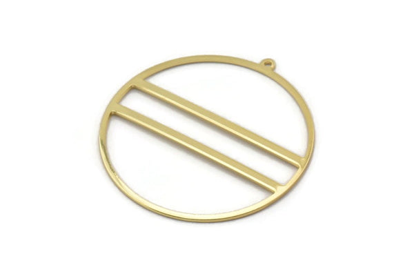 Gold Circle Charm, 2 Gold Plated Brass Circle Charm Earrings With 1 Loop, Pendants, Findings (45x43x1mm) D0724 Q0770