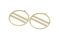 Gold Circle Charm, 2 Gold Plated Brass Circle Charm Earrings With 1 Loop, Pendants, Findings (45x43x1mm) D0724 Q0770