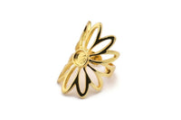 Gold Ring Setting, Gold Plated Brass Flower Ring With 1 Stone Settings - Pad Size 6mm N1793 H0778