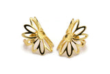 Gold Ring Setting, Gold Plated Brass Flower Ring With 1 Stone Settings - Pad Size 6mm N1793 H0778