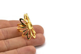 Gold Ring Setting, Gold Plated Brass Flower Ring With 1 Stone Settings - Pad Size 6mm N1793 H0778