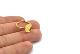 Gold Ring Settings, Gold Plated Brass Round Ring With 1 Stone Setting - Pad Size 9mm N1766
