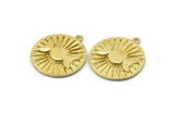 Brass Round Charm, Raw Brass Moon Phases Round Shaped Charm With 1 Loop, Pendants, Earring Findings (28x25x1.5mm) N1608