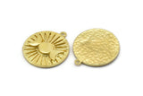 Brass Round Charm, Raw Brass Moon Phases Round Shaped Charm With 1 Loop, Pendants, Earring Findings (28x25x1.5mm) N1608