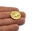 Brass Round Charm, Raw Brass Moon Phases Round Shaped Charm With 1 Loop, Pendants, Earring Findings (28x25x1.5mm) N1608