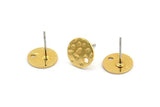 Gold Round Earring, 8 Hammered Gold Plated Brass Round Stud Earrings With 1 Hole (10x0.80mm) M01520 A2441