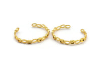 Gold Geometric Cuff, Gold Plated Brass Geometric Bracelet Oval Shaped Stone Setting With 5 Pad - Pad Size 4x6mm N1771