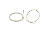 Silver Circle Earring, 10 Antique Silver Plated Brass Circle Stud Earrings (18x1x1mm) BS 1096 A1933