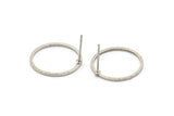 Silver Circle Earring, 10 Antique Silver Plated Brass Circle Stud Earrings (18x1x1mm) BS 1096 A1933