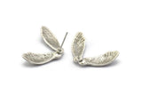 Silver Maple Seed Earring, 2 Antique Silver Plated Brass Maple Seed Stud Earrings, Findings (27x16mm) N1603