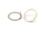 Silver Circle Earring, 8 Antique Silver Plated Brass Circle Stud Earrings (22x0.45mm) A1351 A1802