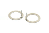 Silver Circle Earring, 8 Antique Silver Plated Brass Circle Stud Earrings (22x0.45mm) A1351 A1802
