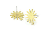 Brass Sun Earring, 12 Textured Raw Brass Sun Stud Earrings With 1 Loop (17x15x0.80mm) M01301 A2393