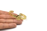 Brass Moon Cuff, Raw Brass Moon And Triangle Cuff Stone Setting With 1 Pad -  Pad Size 6mm N1658