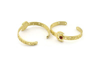 Brass Moon Cuff, Raw Brass Moon And Triangle Cuff Stone Setting With 1 Pad -  Pad Size 6mm N1658