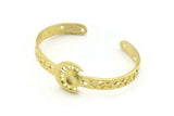Brass Moon Cuff, Raw Brass Moon And Triangle Cuff Stone Setting With 1 Pad -  Pad Size 6mm N1658