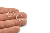 Silver Hexagon Rings, 25 Antique Silver Plated Brass Hexagon Connectors (16x0.80mm) Bs-1165 H0541