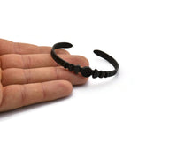 Black Moon Cuff, Oxidized Black Plated Brass Moon Phases Cuff Stone Setting With 1 Pad -  Pad Size 8mm N1667 H1398
